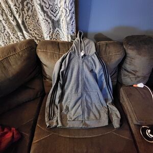 adidas Gray Hoodie with Black Stripes